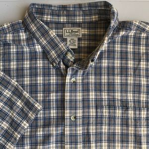L.L. BEAN Short Slv Button Down Oxford Shirt -Tall